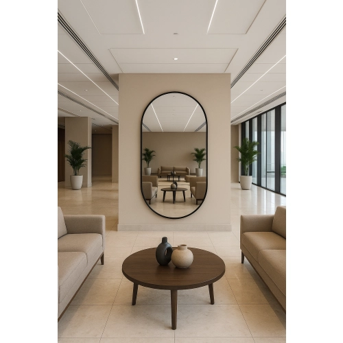 Lustro VELVET OVAL – Owalne Lustro w Matowej Czarnej Ramie MDF do Sypialni, Przedpokoju i Salonu